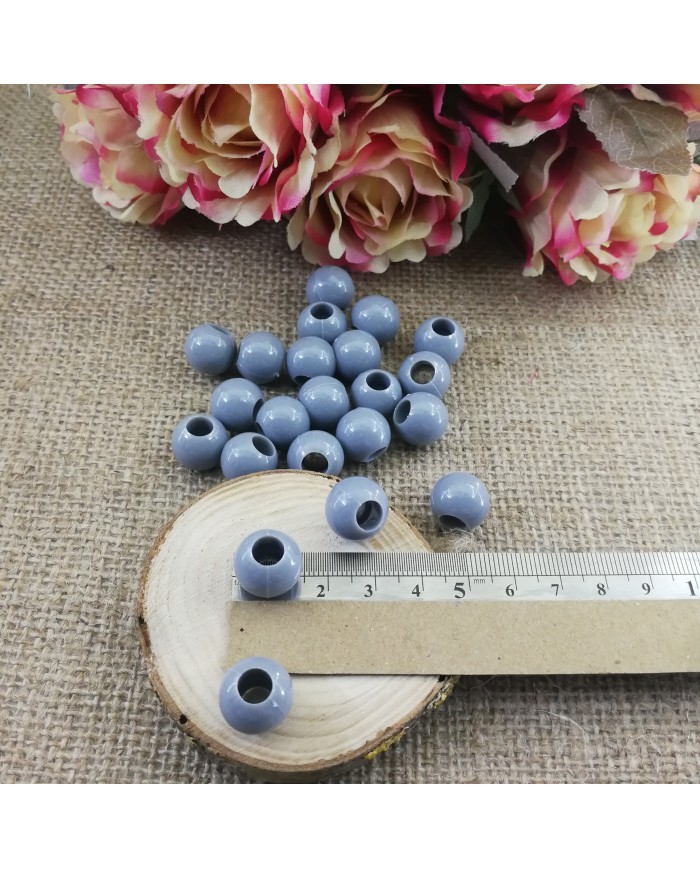 Plastik İnci Boncuk - Duman Grisi Büyük 14 mm - 1 Kg