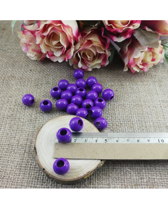Plastik İnci Boncuk - Koyu Mor 14 mm - 1 Kg