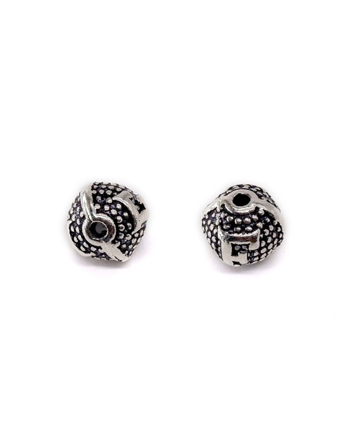 8mm - Yuvarlak Model Metal Harf Boncuk Nikel Renk