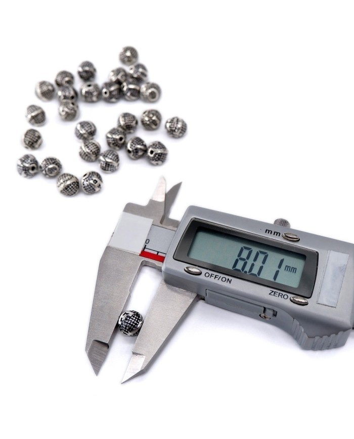 8mm - Yuvarlak Model Metal Harf Boncuk Nikel Renk