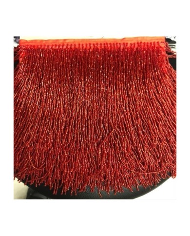 1 Metre - Boncuklu 15 cm -  Püskül Saçak Kırmızı