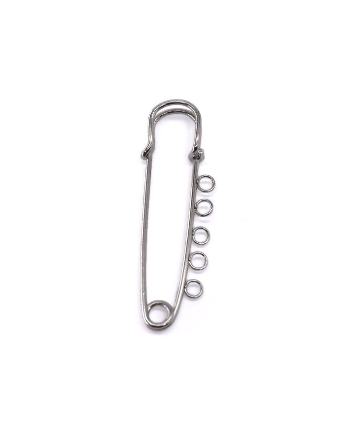 5 Adet - İskoç İğnesi - 5 Halkalı - 5 cm  - Gümüş