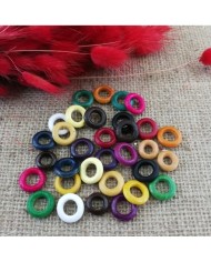 Halka Kuş Gözü Ahşap Boncuk - 10 Adet - Siyah