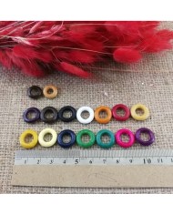 Halka Kuş Gözü Ahşap Boncuk - 10 Adet - Siyah