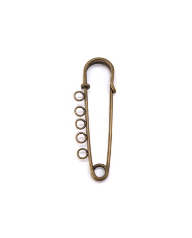 5 Adet - İskoç İğnesi - 5 Halkalı - 5 cm - Antik Gold