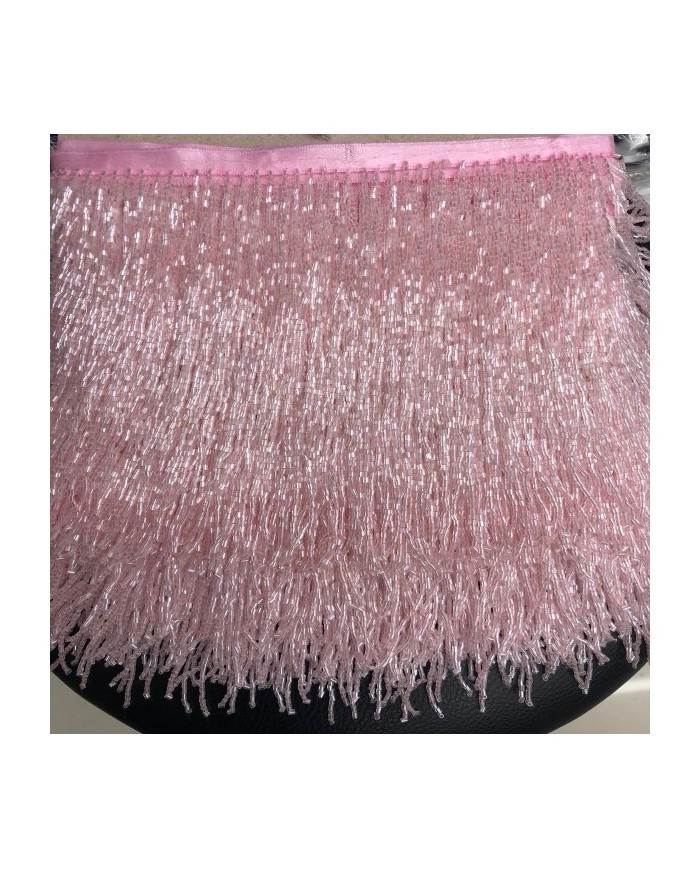 10 Metre - Boncuklu 15 cm - Püskül Saçak Pembe