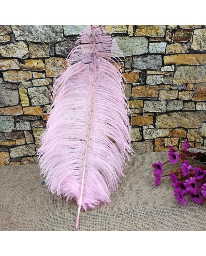 Tekli Kuş Tüyü Uzun - Bebe Pembe- 35/40 cm