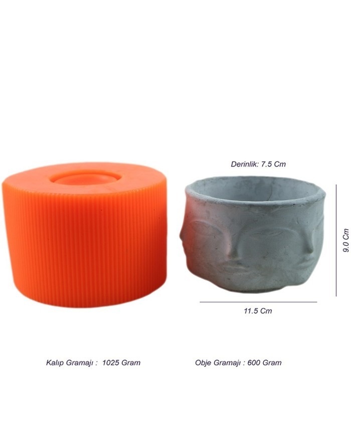 Yüz Beton Saksı Silikon Kalıp - 125