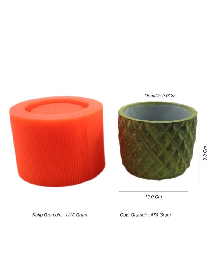 Baklava Desenli Beton Saksı Silikon Kalıp - 157