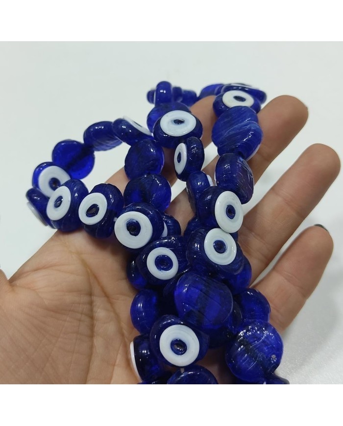 İpe Dizili Cam Nazar Boncuk - Mavi - 1 Dizi