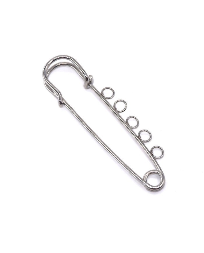 5 Adet - İskoç İğnesi - 5 Halkalı - 5 cm  - Gümüş