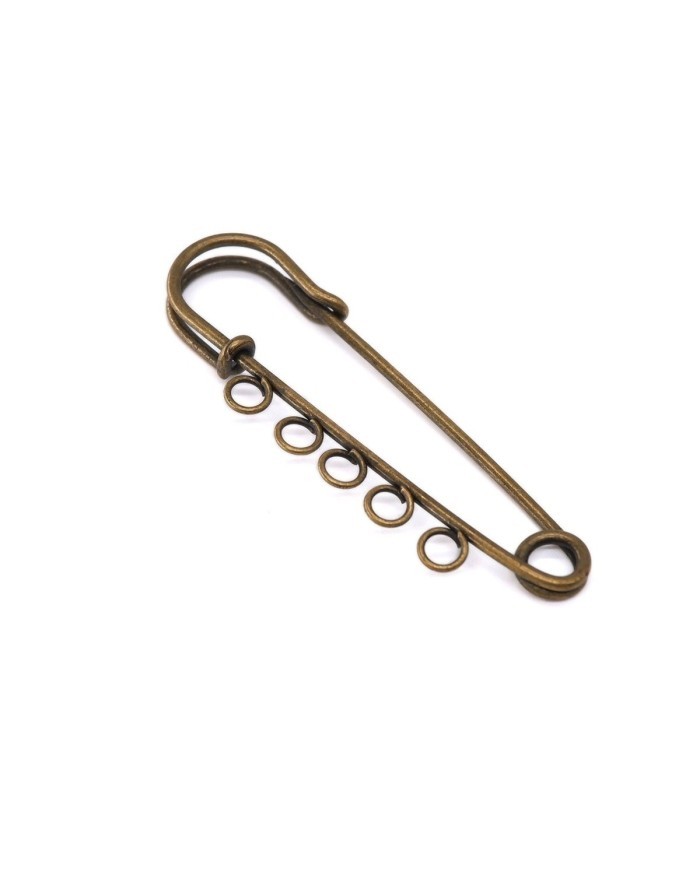 1 Adet - İskoç İğnesi - 5 Halkalı - 5 cm - Antik Gold
