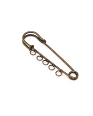 5 Adet - İskoç İğnesi - 5 Halkalı - 5 cm - Antik Gold