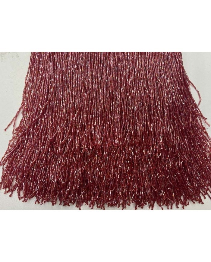 10 Metre - Boncuklu 15 cm - Püskül Saçak Bordo