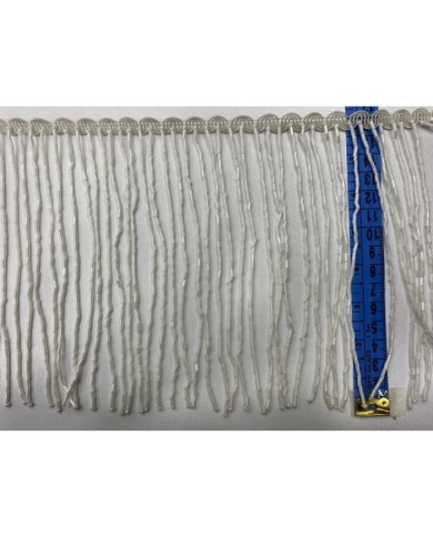 10 Metre - Boru Boncuklu 15 cm - Püskül Saçak Beyaz