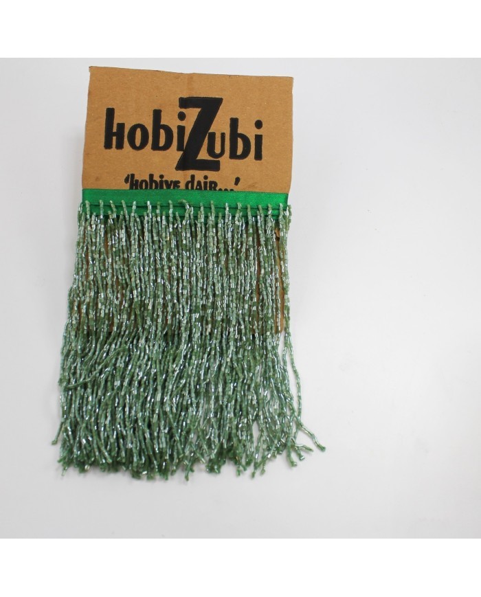 10 Metre - Boru Boncuklu 15 cm - Püskül Saçak Zümrüt Yeşil
