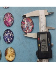 Elips Büyüteç Desenli 10 Adet Cam Taş - Mix