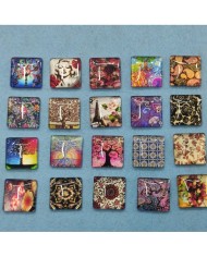 Kare Büyüteç Desenli 10 Adet Cam Taş - Mix