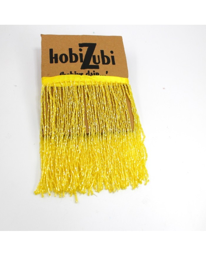 1 Metre - Boncuklu 15 - cm Püskül Saçak - Civ Civ Sarı
