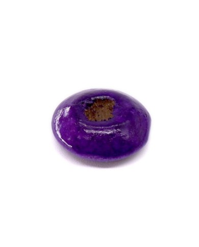 Ahşap Yassı Yuvarlak Boncuk - 1 Kilogram Mor