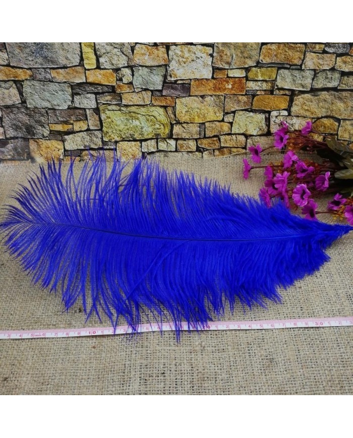 Tekli Kuş Tüyü Uzun - Mavi- 35/40 cm