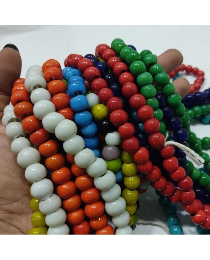 50 Adet - El Yapımı Cam Boncuk - Kırmızı