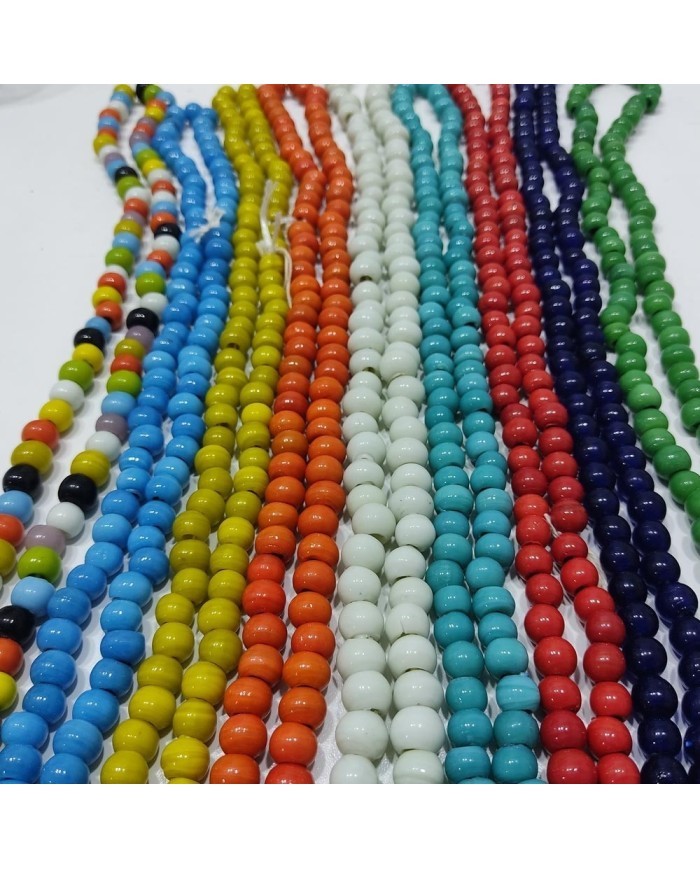 50 Adet - El Yapımı Cam Boncuk - Kırmızı