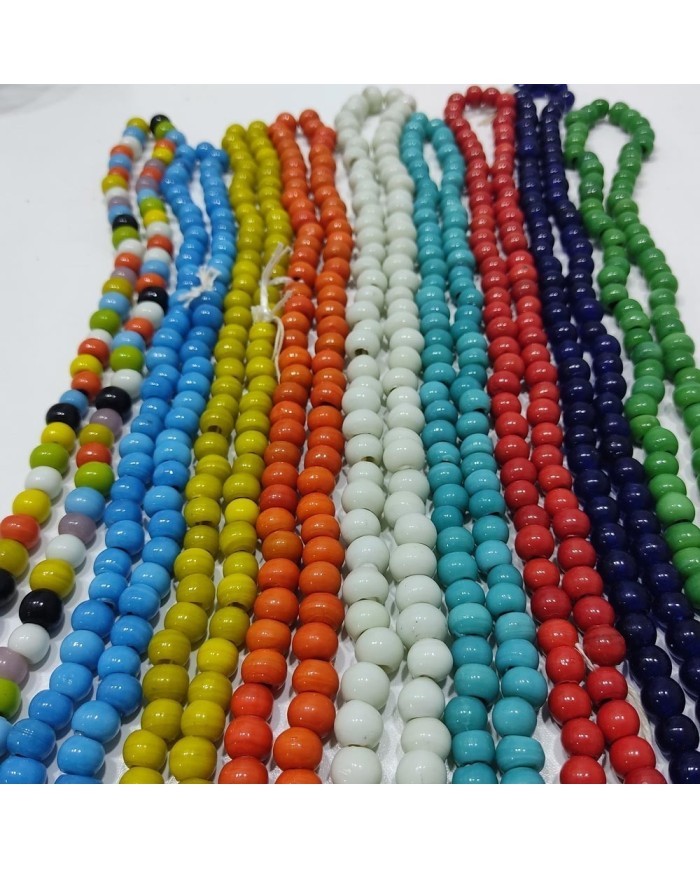 50 Adet - El Yapımı Cam Boncuk - Sarı