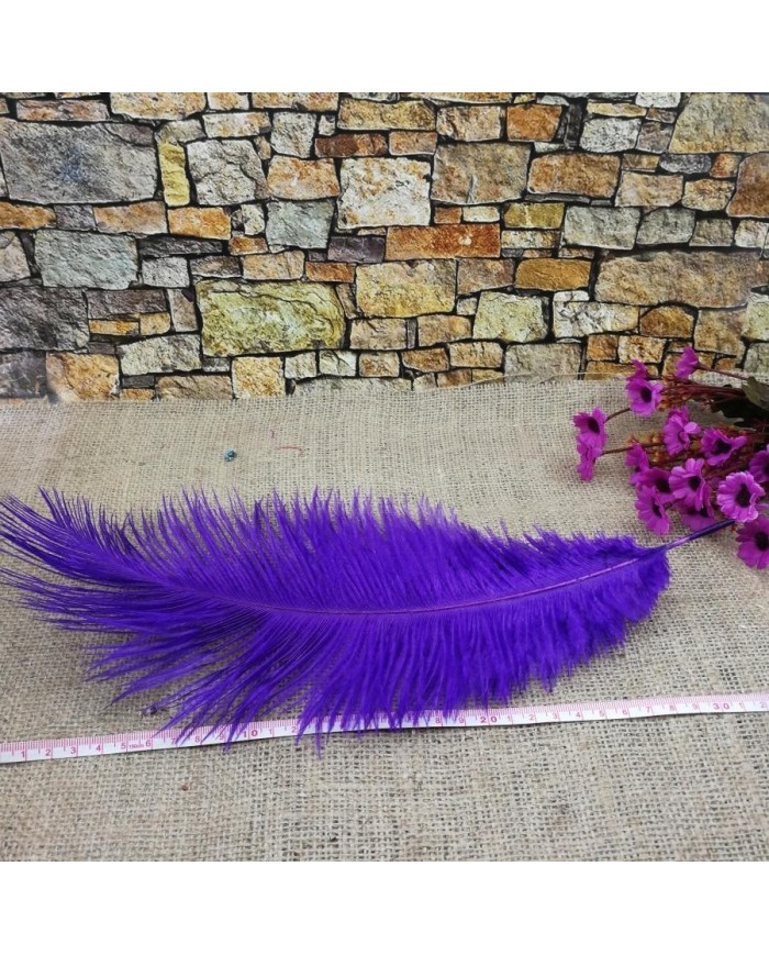Tekli Kuş Tüyü Uzun - Mor- 35/40 cm