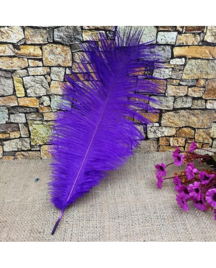 Tekli Kuş Tüyü Uzun - Mor- 35/40 cm