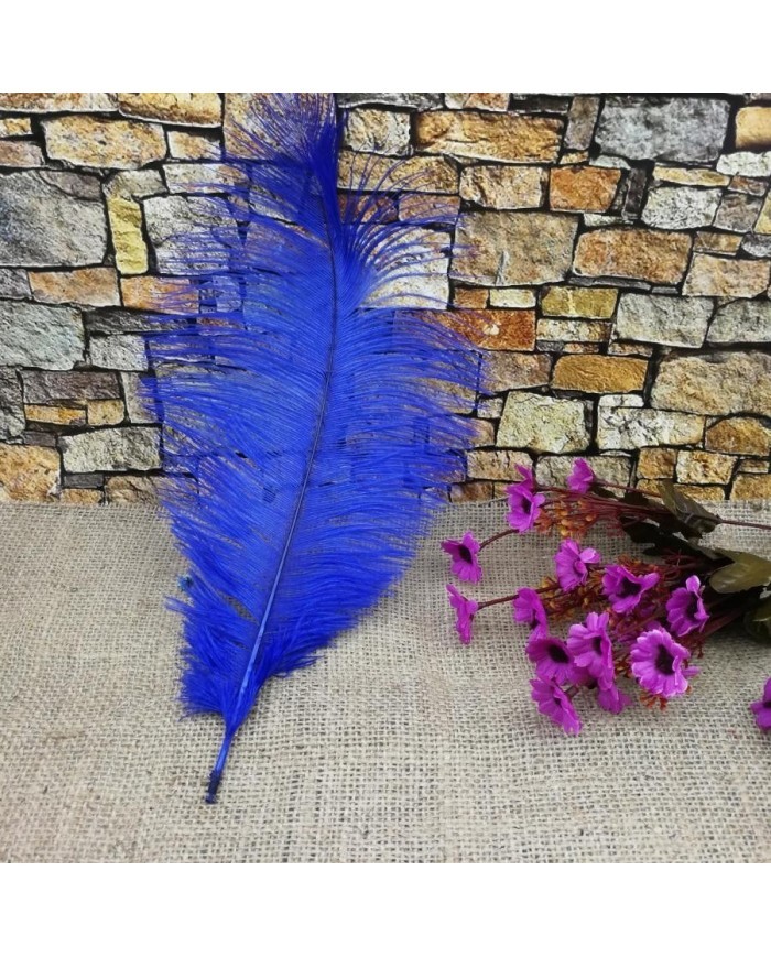 Tekli Kuş Tüyü Kısa - Saks - - 25/30 cm