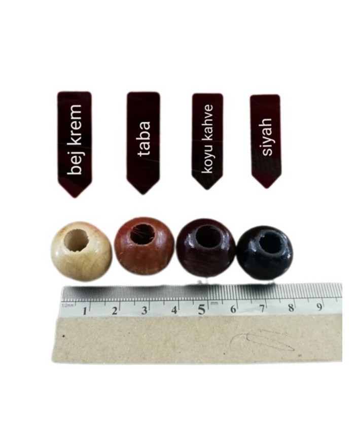 Ahşap Boncuk - 1 Kg -No:7 - Bej