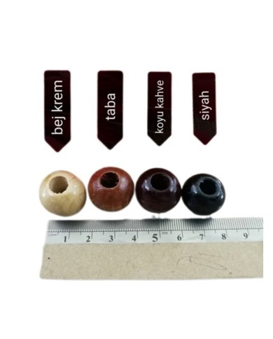 Ahşap Boncuk -  1 kg -No:2 - Taba