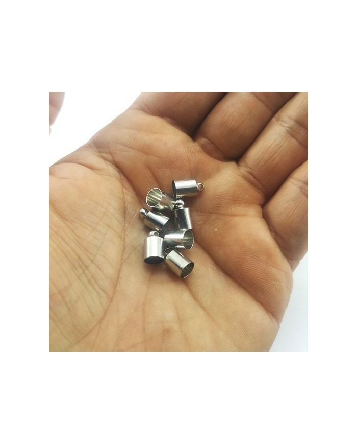 10 mm Huni Boncuk Kapak - Boncuk Şapkası -  Gümüş - 10 Adet