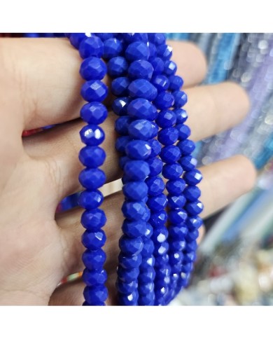 6mm İpe Dizili Kristal Boncuk Mat Janjanlı Lacivert - 10 Dizi