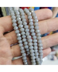6mm İpe Dizili Kristal Boncuk Mat Janjanlı Beyaz - 10 Dizi