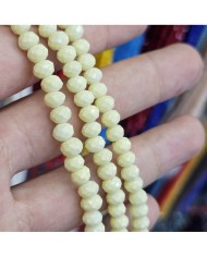 6mm İpe Dizili Kristal Boncuk Mat Koyu Krem - 10 Dizi
