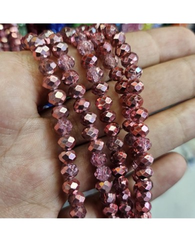 6mm İpe Dizili Kristal Boncuk Metalik Kaplama Pudra - 10 Dizi