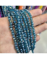 6mm İpe Dizili Kristal Boncuk Mat Mürdüm - 10 Dizi