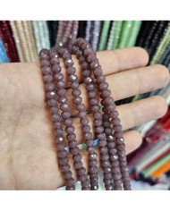 6mm İpe Dizili Kristal Boncuk Mat Mürdüm - 10 Dizi