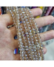 6mm İpe Dizili Kristal Boncuk Metalik Kaplama Antrasit - 10 Dizi