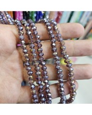 6mm İpe Dizili Kristal Boncuk Şeffaf JanJan Mürdüm- 10 Dizi