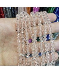 6mm İpe Dizili Kristal Boncuk Şeffaf Füme - 10 Dizi