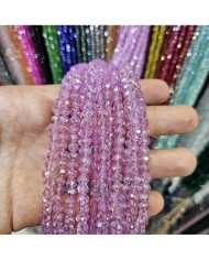 6mm İpe Dizili Kristal Boncuk Şeffaf JanJan Buz Mavisi - 10 Dizi