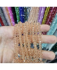 6mm İpe Dizili Kristal Boncuk Şeffaf Pembe - 10 Dizi