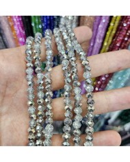 6mm İpe Dizili Kristal Boncuk Metalik Kaplama Janjan Koyu Yeşil - 10 Dizi