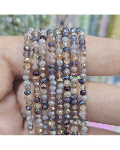 3mm İpe Dizili Kaplamalı Mix Kristal Boncuk Renk Kodu ABM - 1 Dizi