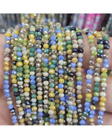3mm İpe Dizili Kaplamalı Mix Kristal Boncuk  Renk Kodu YMSK - 1 Dizi