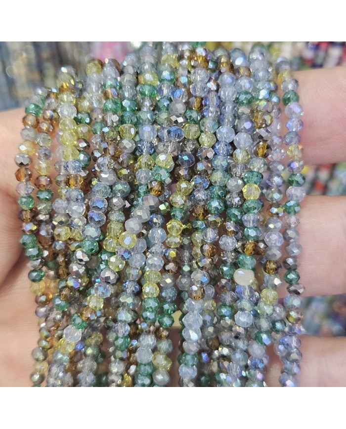 3mm İpe Dizili Kaplamalı Mix Kristal Boncuk  Renk Kodu JSB - 1 Dizi