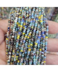 3mm İpe Dizili Kaplamalı Mix Kristal Boncuk  Renk Kodu KMIX - 1 Dizi